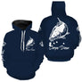 T-shirt anti-UV capuche pêche carpe bleu marine Carpe Diem pour carpistes passionnés