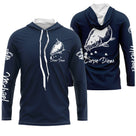 Tee-shirt pêche carpe Carpe Diem bleu marine avec carpe stylisée et lettrage blanc