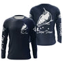 Manches longues anti-UV pêche carpe bleu marine Carpe Diem prénom personnalisé sur manche