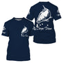 T-shirt col rond pêche carpe bleu marine Carpe Diem lettrage blanc