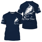 T-shirt col rond pêche carpe bleu marine Carpe Diem lettrage blanc