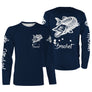 Sweat capuche pêche brochet bleu marine avec brochet stylisé blanc