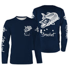 Sweat capuche pêche brochet bleu marine avec brochet stylisé blanc