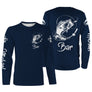 Sweat capuche pêche bar bleu marine avec bar stylisé blanc