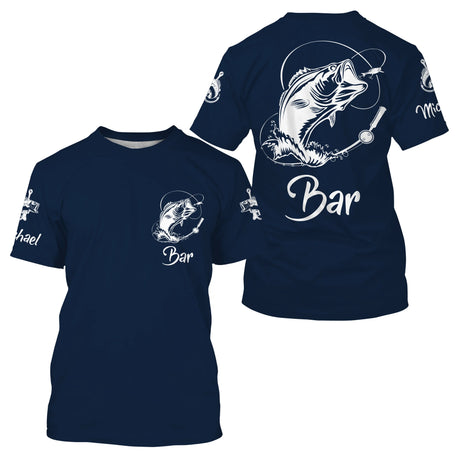 Produits T-shirt Personnalisé Pêche Du Bar, Cadeau Idéal Pêcheur, Vêtements Anti-UV Bleu Marine - CT21072218 - T-shirt col rond