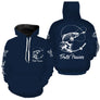 T-shirt manches longues pêche truite bleu marine pour pêcheurs au toc et à la mouche