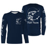 Sweat capuche pêche truite bleu marine avec truite et lettrage blanc Truite Passion