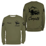 T-shirt pêche carpiste vert kaki vue manche prénom personnalisé sublimation Carpiste halieutique