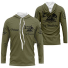 Sweat capuche pêche silure vert kaki Big Moustaches prénom personnalisable poche kangourou