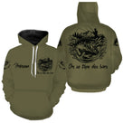 Anti-UV à capuche t-shirt pêche du bar vert olive, tenue pêche côtière avec prénom personnalisé