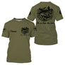 T-shirt pêche bar kaki olive avec slogan humour On Se Tape Des Bars et illustration de bar européen, prénom imprimé
