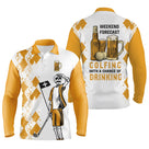 Polo golf manche courte jaune blanc argyle motif rétro country club