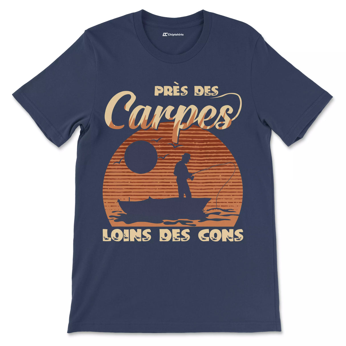 Cadeau Humour Pêcheur Homme, Pêche de la Carpe, T-shirt Pêcheur Drôle, Près des Carpes Loins des Cons