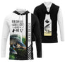 Sweat à capuche pêche carpe noir blanc écailles slogan bière personnalisable vue avant