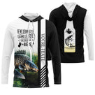 Sweat à capuche pêche carpe noir blanc écailles slogan bière personnalisable vue avant