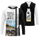 Sweat à capuche pêche truite noir blanc slogan bière truite arc-en-ciel zone texte personnalisable vue avant