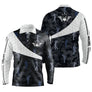 Polo golf manches longues unisexe camouflage bleu noir golfeurs alignés prénom personnalisable
