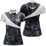 Polo golf femme camouflage bleu noir blanc silhouettes joueurs personnalisable vue dos