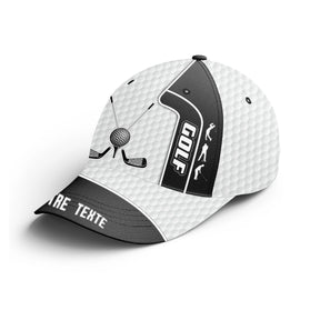 Casquette golf Pro-Style noir blanc clubs balles texte brodé devant unisexe personnalisable
