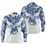 Polo de golf manches longues unisexe camouflage bleu ciel crâne stylisé pour parcours frais