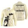 Polo de golf manches longues unisexe beige crème vintage sac de clubs lettrage rétro pour parcours frais
