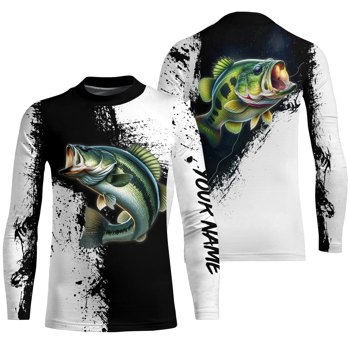 T-shirt personalizzata per la pesca al bass in bianco e nero, regalo originale per pescatori - CT26072213