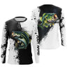 Personalisiertes schwarz-weißes Barsch-Angel-T-Shirt, originelles Fischergeschenk – CT26072213