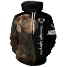 T-shirt chien Labrador chocolat zoom motif central, illustration détaillée Retriever yeux ambrés