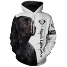 T-shirt chien Labrador noir zoom motif central, illustration détaillée Retriever pelage brillant
