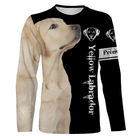 Labrador Jaune Clair 3D All Over Imprimée, Cadeau Personnalisé Le Retriever Du Labrador - T-shirt Manches Longues Personnalisé Homme Femme