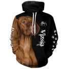 T-shirt chien Vizsla zoom motif central, illustration détaillée braque hongrois pelage cuivré