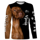 T-shirt Vizsla braque hongrois noir unisexe, design photoréaliste personnalisable photo poil court
