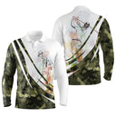 Polo de golf manches longues unisexe camouflage vert kaki golfeur aquarelle multicolore parcours frais