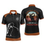 Polo de golf anniversaire homme noir et orange terracotta lettrage Fabriqué en 1988 Âge de la Perfection silhouette golfeur