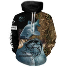 Hoodie pêche silure camouflage roseaux et eau avec impression silure Big Moustache pour silureurs