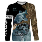 Manches longues pêche silure camouflage roseaux et eau bleutée unisexe motif silure traque géants