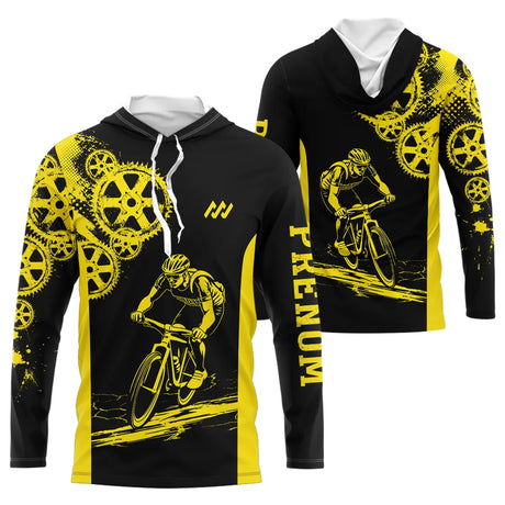 Maillot de Cyclisme Personnalisé Jaune et Noir - Performance et Style - A010624N27 T-shirt Anti UV à Capuche Unisexe