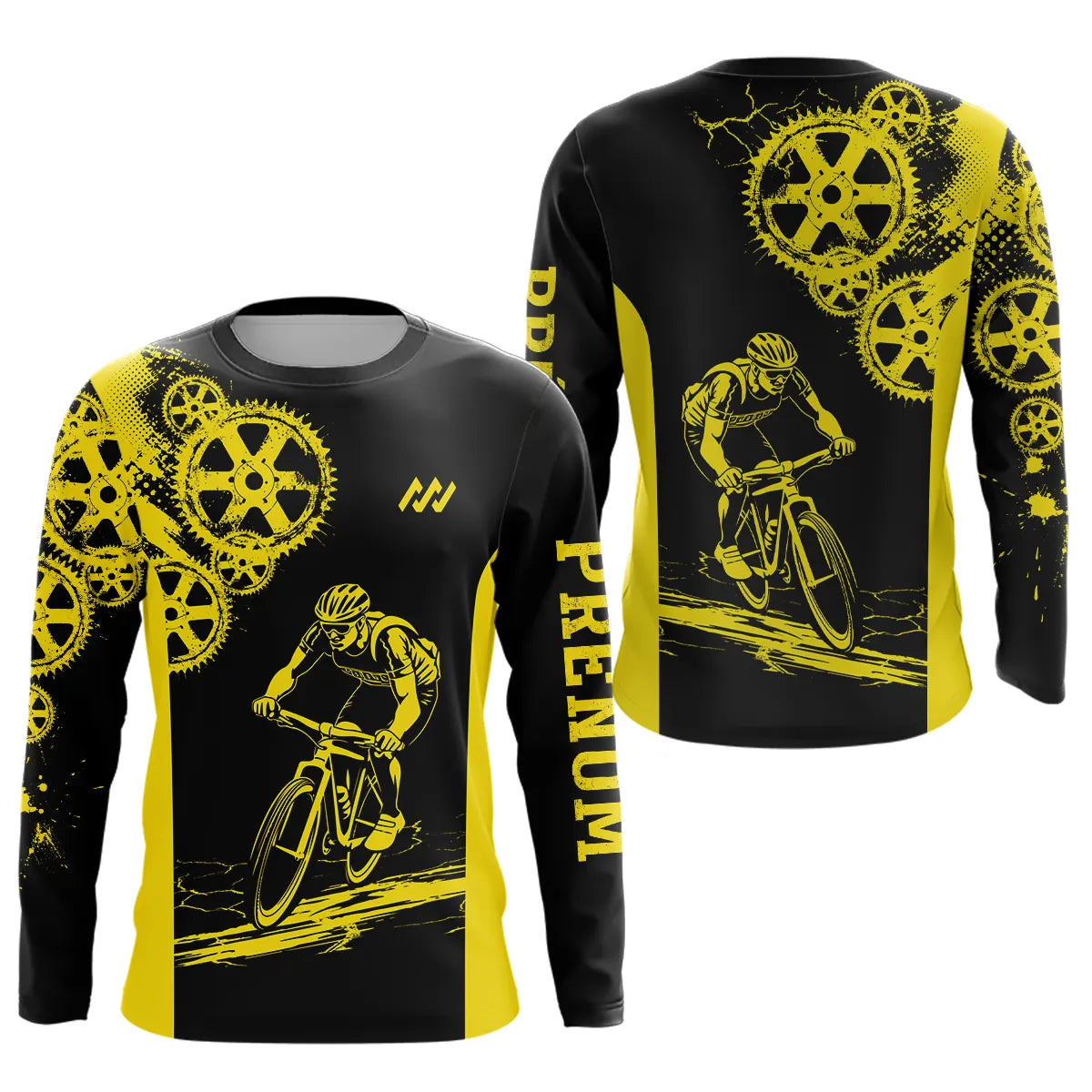 Maillot de Cyclisme Personnalisé Jaune et Noir - Performance et Style - A010624N27 T-shirt Anti UV Manches Longues Unisexe