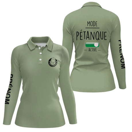 Polo Personnalisé pour Femmes – Mode Pétanque Activé par Alpenext - Polo à manches longues Femme Vert