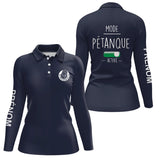 Polo Personnalisé pour Femmes – Mode Pétanque Activé par Alpenext - Polo à manches longues Femme Bleu Marine