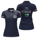 Polo pétanque femme manches courtes bleu marine Mode Pétanque Activé interrupteur logo poitrine PRÉNOM
