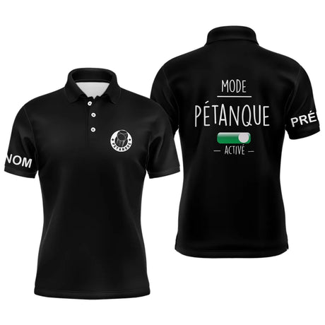 Polo Homme Personnalisable 'Mode Pétanque Activé' - Style Unique et Confortable - Polo Homme Noir