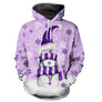 Sweat noël unisexe violet avec bonhomme de neige fantaisie et flocons