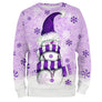 Sweat noël variante avec violet avec bonhomme de neige fantaisie et flocons
