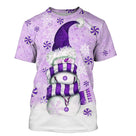 Pull noël variante festive violet avec bonhomme de neige fantaisie et flocons