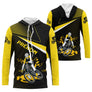 T-shirt cyclisme jaune et noir all-over homme avec cycliste BMX en mouvement, prénom personnalisé
