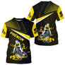 T-shirt cyclisme jaune et noir all-over homme avec cycliste BMX en mouvement, prénom personnalisé