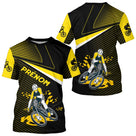 T-shirt cyclisme jaune et noir all-over homme avec cycliste BMX en mouvement, prénom personnalisé