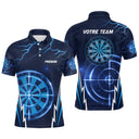 Polo fléchettes bleu marine homme avec éclairs et cibles Électrique Vision futuriste, prénom et équipe personnalisés