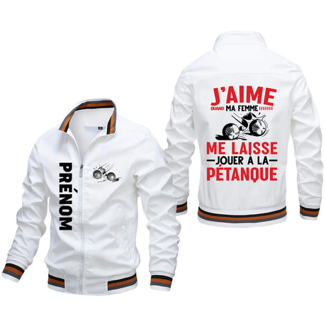 Veste De Sport Personnalisée, J'aime Quand Ma Femme Me Laisse Jouer À La Pétanque - CT10092352 Blanc